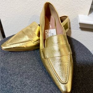 Linea Paolo Metallic Gold Flats | size 9.5